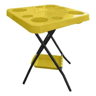 Mesa Mesinha Petisqueira Dobrável Portátil Cerveja Churrasco Amarela