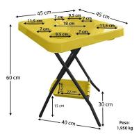 Mesa Mesinha Petisqueira Dobrável Portátil Cerveja Churrasco Amarela - 3