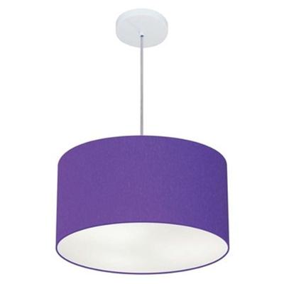 Lustre Pendente Cilíndrico Md-4099 Cúpula Em Tecido 40x25cm Roxo - Bivolt