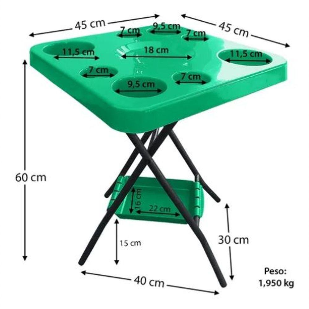 Mesa Mesinha Petisqueira Dobrável Portátil Cerveja Churrasco Verde - 3