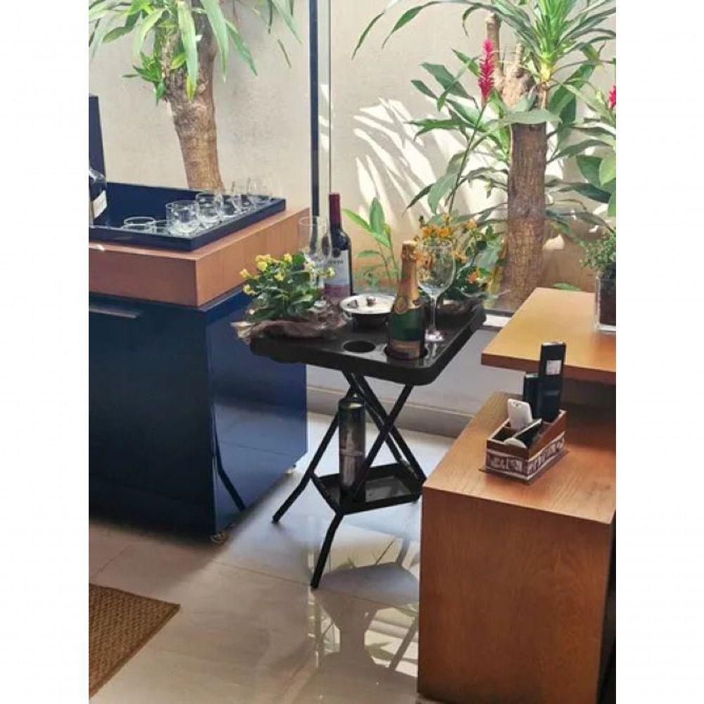 Mesa Mesinha Petisqueira Dobrável Portátil Cerveja Churrasco Preta - 2