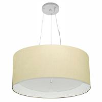 Lustre Pendente Cilíndrico Md-4145 Cúpula Em Tecido 50x25cm Algodão Crú / Branco - Bivolt - 1