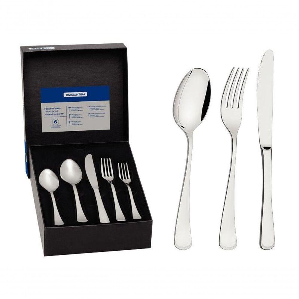 Faqueiro Tramontina Mônaco Aço Inox Com Facas De Mesa Forjadas 30 Peças - 1