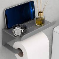 Suporte Para Papel Higiênico Premium Com Apoio Para Objetos Cinza - 5