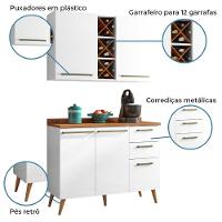 Armário De Cozinha Compacta 4 Portas 3 Gavetas Com Adega 1,20m Favorita Branco / Natura Branco Nature - 2