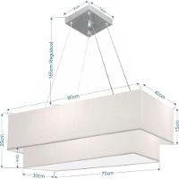 Lustre Pendente Duplo Retangular Vivare Md-4321 Cúpula Em Tecido 80x40cm X 70x30cm - Bivolt Branco 127/220v - 2