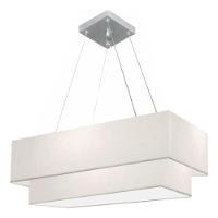 Lustre Pendente Duplo Retangular Vivare Md-4321 Cúpula Em Tecido 80x40cm X 70x30cm - Bivolt Branco 127/220v - 3