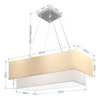 Lustre Pendente Duplo Retangular Vivare Md-4321 Cúpula Em Tecido 80x40cm X 70x30cm - Bivolt Algodão-crú-branco 127/220v - 4