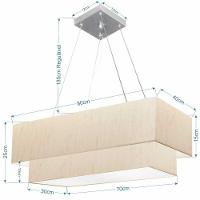 Lustre Pendente Duplo Retangular Vivare Md-4321 Cúpula Em Tecido 80x40cm X 70x30cm - Bivolt Linho Bege 127/220v - 3