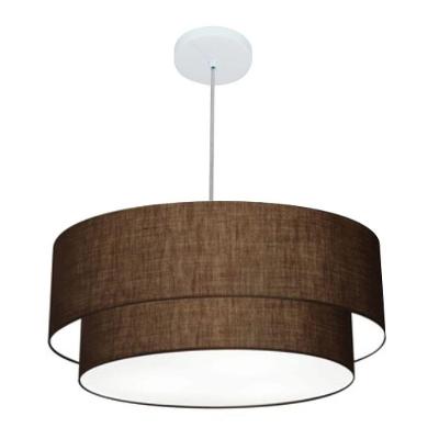 Lustre Pendente Duplo Cilíndrico Vivare Md-4353 Cúpula Em Tecido 60x50cm - Bivolt Café 127/220v