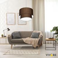 Lustre Pendente Duplo Cilíndrico Vivare Md-4353 Cúpula Em Tecido 60x50cm - Bivolt Café 127/220v - 6