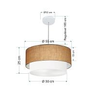 Lustre Pendente Duplo Cilíndrico Vivare Md-4352 Cúpula Tecido 55x50cm - Bivolt Palha-branco 127/220v - 2