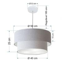 Lustre Pendente Duplo Cilíndrico Vivare Md-4351 Cúpula Em Tecido 50x40cm - Bivolt Rustico-cinza 127/220v - 5