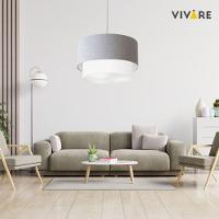 Lustre Pendente Duplo Cilíndrico Vivare Md-4351 Cúpula Em Tecido 50x40cm - Bivolt Rustico-cinza 127/220v - 6