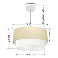 Lustre Pendente Duplo Cilíndrico Vivare Md-4352 Cúpula Tecido 55x50cm - Bivolt Algodão-crú-branco 127/220v - 5
