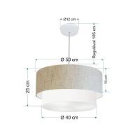 Lustre Pendente Duplo Cilíndrico Vivare Md-4351 Cúpula Em Tecido 50x40cm - Bivolt Rustico-bege-branco 127/220v - 2