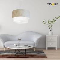 Lustre Pendente Duplo Cilíndrico Vivare Md-4351 Cúpula Em Tecido 50x40cm - Bivolt Rustico-bege-branco 127/220v - 6