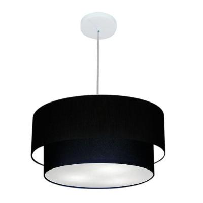Lustre Pendente Duplo Cilíndrico Vivare Md-4351 Cúpula Em Tecido 50x40cm - Bivolt Preto 127/220v