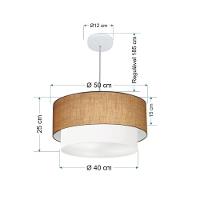 Lustre Pendente Duplo Cilíndrico Vivare Md-4351 Cúpula Em Tecido 50x40cm - Bivolt Palha-branco 127/220v - 2