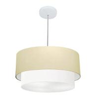 Lustre Pendente Duplo Cilíndrico Vivare Md-4351 Cúpula Em Tecido 50x40cm - Bivolt Algodão-crú-branco 127/220v - 1