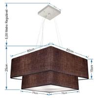 Lustre Pendente Duplo Quadrado Vivare Md-4347 Cúpula Em Tecido 80x70cm - Bivolt Café 127/220v - 4