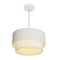 Lustre Pendente Duplo Cilíndrico Vivare Md-4350 Cúpula Em Tecido 45x40cm - Bivolt Branco 127/220v - 1