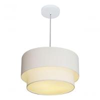 Lustre Pendente Duplo Cilíndrico Vivare Md-4350 Cúpula Em Tecido 45x40cm - Bivolt Branco 127/220v