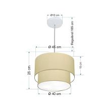 Lustre Pendente Duplo Cilíndrico Vivare Md-4350 Cúpula Tecido 45x40cm - Bivolt Algodão-crú-branco 127/220v - 2