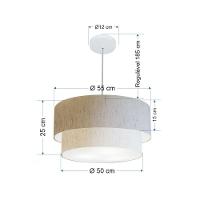 Lustre Pendente Duplo Cilíndrico Vivare Md-4356 Cúpula Em Tecido 55x50cm - Bivolt Linho Bege 127/220v - 2