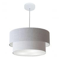 Lustre Pendente Duplo Cilíndrico Vivare Md-4355 Cúpula Em Tecido 50x40cm - Bivolt Rustico-cinza 127/220v