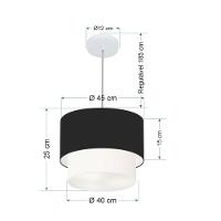 Lustre Pendente Duplo Cilíndrico Vivare Md-4354 Cúpula Em Tecido 45x40cm - Bivolt Preto-branco 127/220v - 2