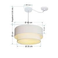 Lustre Pendente Duplo Cilíndrico Com Desvio Vivare Md-4364 Cúpula Em Tecido 40x35cm - Bivolt Branco 127/220v - 2
