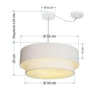 Lustre Pendente Duplo Cilíndrico Com Desvio De Centro Vivare Md-4362 Cúpula Em Tecido 55x50cm - Bivolt Branco 127/220v - 2