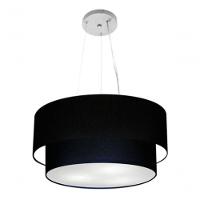 Lustre Pendente Duplo Cilíndrico Vivare Md-4369 Cúpula Em Tecido 45x40cm - Bivolt Preto 127/220v - 3