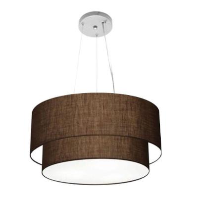 Lustre Pendente Duplo Cilíndrico Vivare Md-4369 Cúpula Em Tecido 45x40cm - Bivolt Café 127/220v
