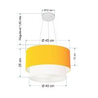 Lustre Pendente Duplo Cilíndrico Vivare Md-4369 Cúpula Tecido 45x40cm - Bivolt Laranja-branco 127/220v - 2