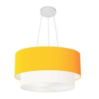 Lustre Pendente Duplo Cilíndrico Vivare Md-4369 Cúpula Tecido 45x40cm - Bivolt Laranja-branco 127/220v - 4