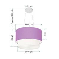 Lustre Pendente Duplo Cilíndrico Vivare Md-4369 Cúpula Tecido 45x40cm - Bivolt Lilás-branco 127/220v - 2
