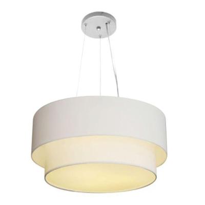 Lustre Pendente Duplo Cilíndrico Vivare Md-4369 Cúpula Em Tecido 45x40cm - Bivolt Branco 127/220v