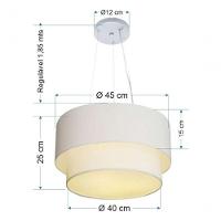 Lustre Pendente Duplo Cilíndrico Vivare Md-4369 Cúpula Em Tecido 45x40cm - Bivolt Branco 127/220v