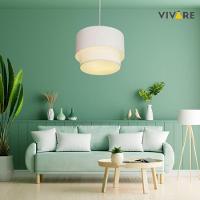 Lustre Pendente Duplo Cilíndrico Vivare Md-4369 Cúpula Em Tecido 45x40cm - Bivolt Branco 127/220v - 5