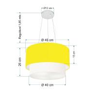 Lustre Pendente Duplo Cilíndrico Vivare Md-4369 Cúpula Tecido 45x40cm - Bivolt Amarelo-branco 127/220v - 2