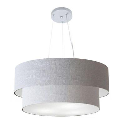 Lustre Pendente Duplo Cilíndrico Vivare Md-4371 Cúpula Tecido 80x70cm - Bivolt Rustico-cinza 127/220v