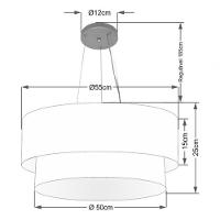 Lustre Pendente Duplo Cilíndrico Vivare Md-4370 Cúpula Tecido 55x50cm - Bivolt Rosa-pink-branco 127/220v - 5