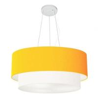 Lustre Pendente Duplo Cilíndrico Vivare Md-4370 Cúpula Tecido 55x50cm - Bivolt Laranja-branco 127/220v