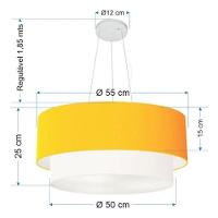 Lustre Pendente Duplo Cilíndrico Vivare Md-4370 Cúpula Tecido 55x50cm - Bivolt Laranja-branco 127/220v - 5