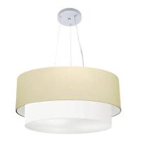 Lustre Pendente Duplo Cilíndrico Vivare Md-4370 Cúpula Em Tecido 55x50cm - Bivolt Algodão-crú-branco 127/220v - 3