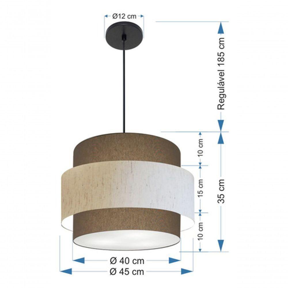 Lustre Para Sala De Jantar Vivare Md-4393 Cúpula Em Tecido 45cm Cáqui-linho-bege-cáqui 127/220v - 8