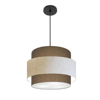 Lustre Para Sala De Jantar Vivare Md-4393 Cúpula Em Tecido 45cm Cáqui-linho-bege-cáqui 127/220v