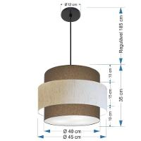 Lustre Para Sala De Jantar Vivare Md-4393 Cúpula Em Tecido 45cm Cáqui-linho-bege-cáqui 127/220v - 2